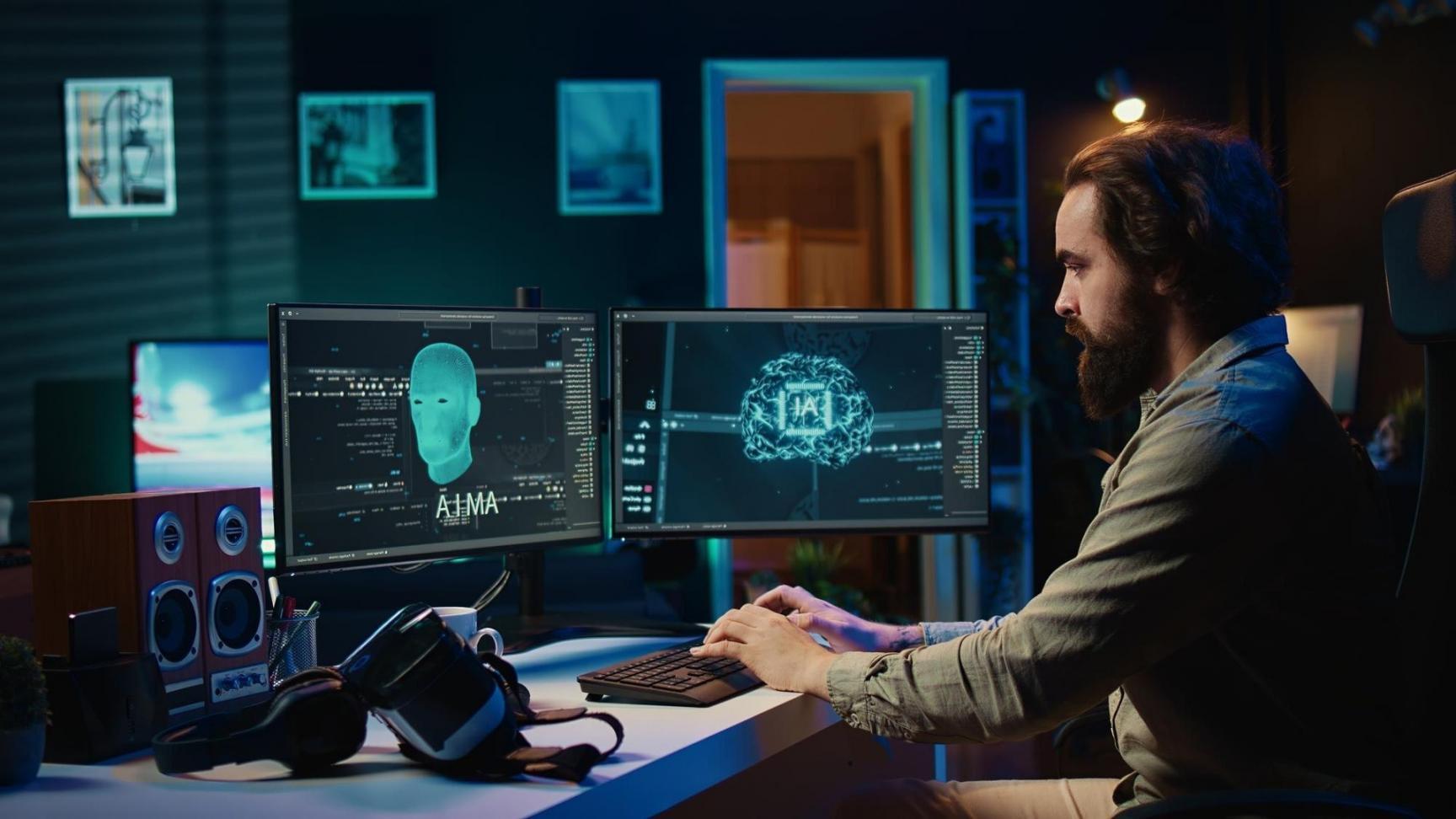 Arbeitsumgebung mit Finanzanalyse-Tools und Datenvisualisierungen